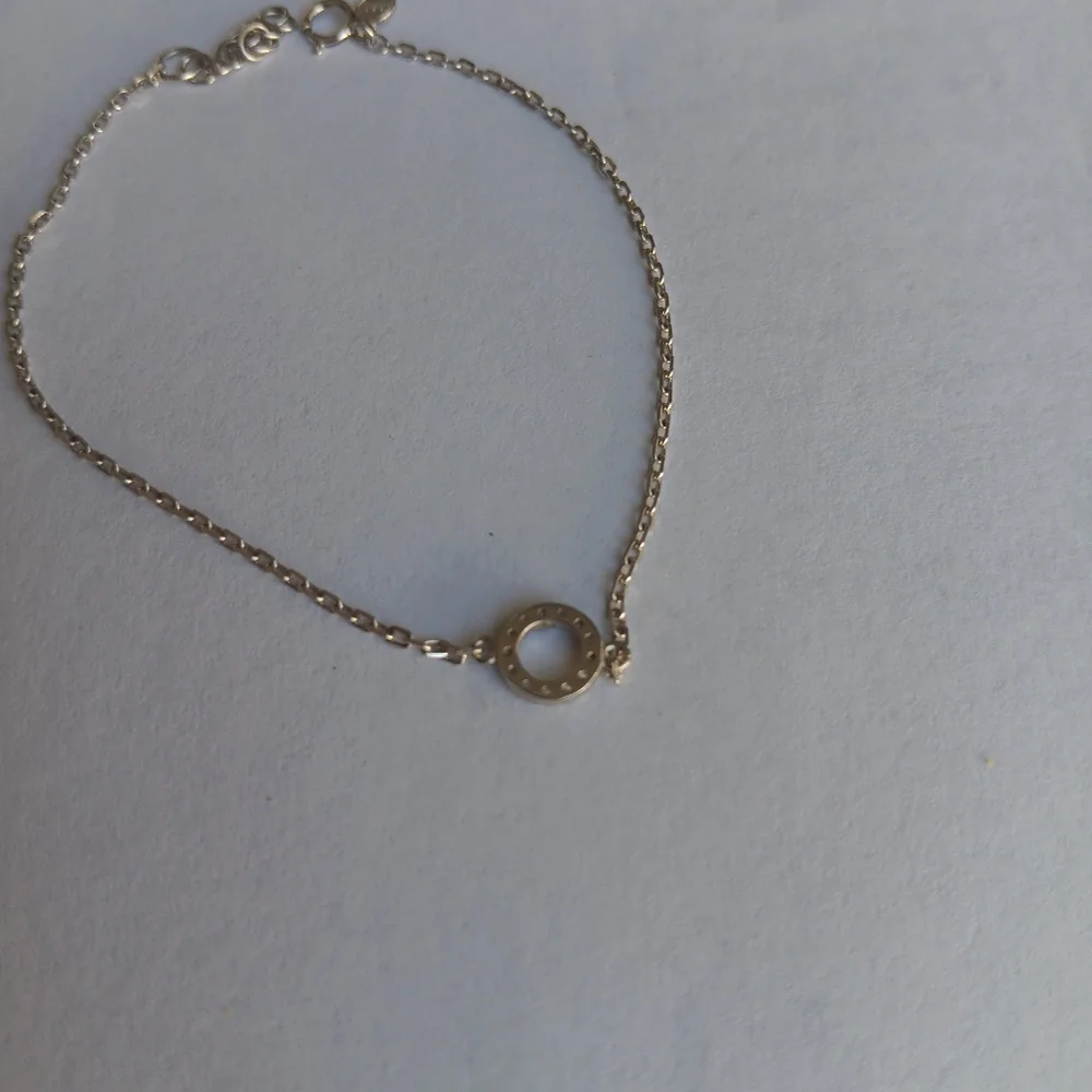 Stamped 925 USA Clear‎ Cubic Zirconia Circle  Bracelet  Dainty Coquette